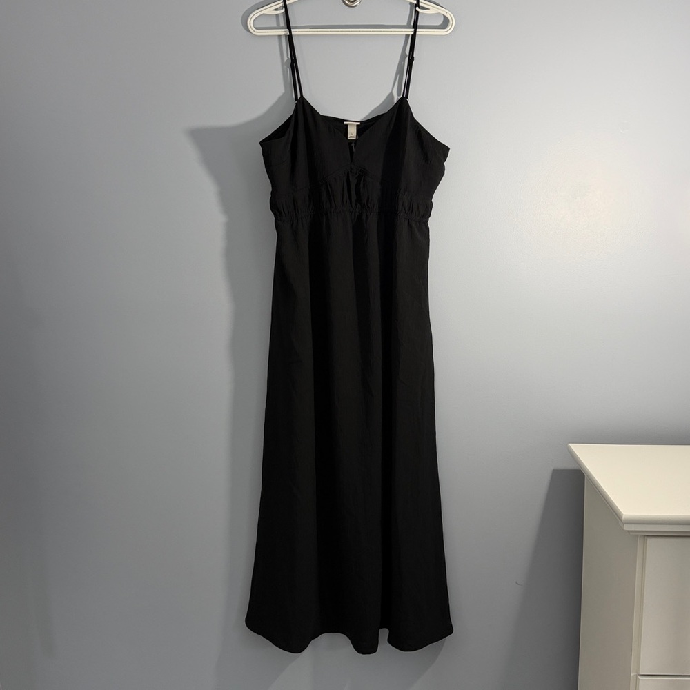 a new day Black Spaghetti-Strap V-Neck Midi Dress SZ L - Picture 4 of 10